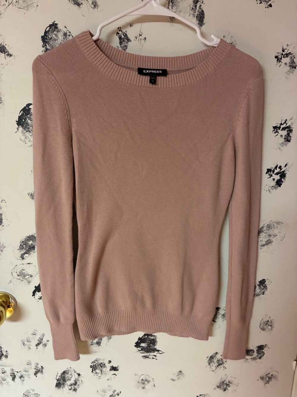Express Women's Scoop Crewneck Sweater in Dusty Pink